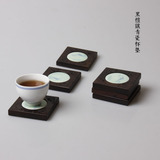 茶杯垫茶杯托景德镇陶瓷功夫茶具配件手绘青花茶垫竹垫子隔热垫