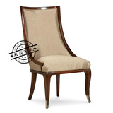 高端定制家具欧式美式新古典实木餐椅布艺单人休闲书椅