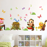 可爱熊猫卡通音符墙贴纸动物音乐会儿童房间卧室床头墙纸装饰贴画
