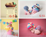 儿童摄影服装新款 婴儿百天满月宝宝照影楼照相道具手工编织长帽