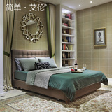 美式布艺床 布床 简约现代软床 1.5米1.8米单双人床 欧式床头软包