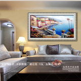 地中海花园景 现代简约 客厅卧室装饰手绘油画 爱情海风情