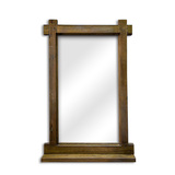 景焱卫浴室镜中式仿古实木田园镜子带置物架镜子复古壁挂挂墙