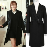 韩国代购2015新款秋冬女装 韩版中长款毛呢外套直筒加厚羊毛大衣