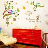 卡通猫头鹰墙贴 儿童房幼儿园客厅卧室装饰动物照片相框创意贴画