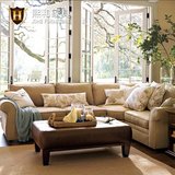 美式真皮沙发转角大户型组合布艺油蜡头层牛皮三人位沙发熙和家具