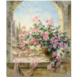 diy手绘数字油画客厅风景情侣花卉大幅欧式亚麻厚框窗前一景