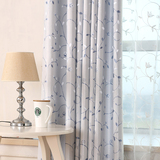 【馨蔷】新品田园粉蓝色高档提花布遮光卧室客厅定制窗帘成品布纱