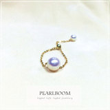 【pearlboom】日本akoya海水珍珠 极亮 可调节18K金海水双珠戒指