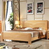 包邮现代简约中式纯实木床1.5米1.8米双人床 纯榉木床木质田园床