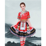 少数民族演出服装女云南傣族土家族百褶裙新款短袖舞蹈表演服成人