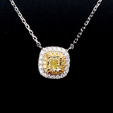 宝石矿工 18k白金黄钻钻石吊坠 唯美方形钻石项链锁骨链女