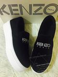 VICKIE香港代購 KENZO 2015秋冬黑色麂皮字母4CM厚底鞋一腳蹬