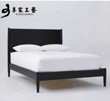 北欧风格床双人床1.8米单人1.2主卧1.5现代简约大床全实木床美式
