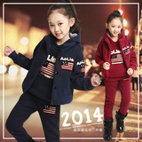 童装 女童冬装套装2015新款儿童加厚运动卫衣三件套男童冬季棉衣