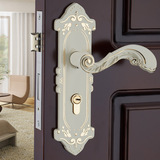 现代简欧式卧室木门房门锁具 仿古象牙白陶瓷门锁把手面板执手锁
