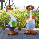 卡通动物雕塑树脂工艺品广场公园庭院园林户外装饰品劳动鸭子摆件