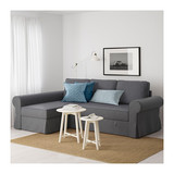 一凡上海宜家代购IKEA巴克伯沙发床带贵妃椅纯色布艺沙发床带储物