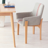 宜家北欧简约现代小户型单人沙发椅全实木餐椅布艺沙发扶手靠背椅