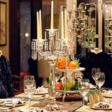 礼餐桌烛台摆件欧式复古五头水晶玻璃蜡烛台样板房软装饰品婚庆婚