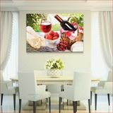 现代简约餐厅装饰画 饭厅无框画单幅 水果挂画壁画墙画冰晶画酒杯