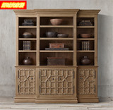 上海品牌家具厂 出口欧洲美式仿古实木书柜 复古怀旧书柜 展示柜