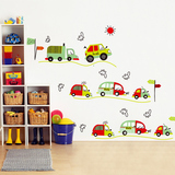 卡通迷你车 儿童房幼儿园墙壁贴纸 可移除可爱儿童卧室背景墙贴画