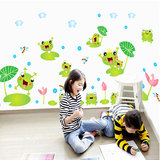 可爱卡通儿童房卧室可移除环保墙贴纸幼儿园墙壁装饰小青蛙贴画