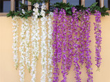 仿真紫藤花壁挂吊篮花卉 假花绢花绿植藤条藤蔓 植物墙装饰花藤