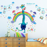 彩虹雨卡通长颈鹿墙贴卧室儿童房墙壁装饰幼儿园布置门窗玻璃贴纸