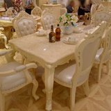 欧式餐桌高档田园大理石长方形餐台美式实木1.6米1.8米餐桌椅组合