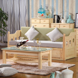 松木沙发床全实木家具小户型带可推拉抽屉单双人折叠床懒人床田园