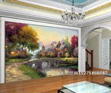 3D欧式油画风景电视客厅瓷砖背景墙婚房卧室无缝装饰壁画艺术墙纸