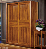现代中式实木衣柜趟门衣柜推拉滑动1.2 1.6 1.8 2米两门衣柜衣橱