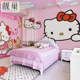 hello kitty猫儿童房卡通卧室墙纸 无纺布背景墙壁纸KTV主题壁画