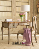 出口法式美式实木雕花书桌别墅奢华书房书桌复古做旧书桌可定制