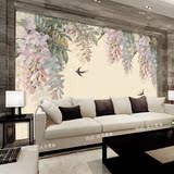 中式大型壁画客厅卧室电视背景墙纸手绘花卉怀旧复古壁纸个性定制