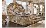美式 欧式 法式 新古典双人床实木手工雕花布皮贴金银箔家具