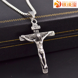 简约韩版时尚耶稣基督教十字架项链男士女士钛钢首饰品吊坠挂饰