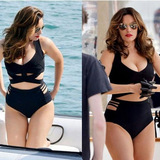 加肥加大分体显瘦泳衣欧美外贸原单泳装胖MM女士黑色比基尼bikini