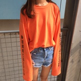2016夏装韩版个性宽松中长款套头宽松超长袖卫衣女学生情侣款上衣