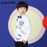 gxg kids童装专柜新款男童纯棉长袖衬衫机器人元素衬衣秋A6303276