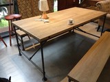 讲故事美式乡村实木餐桌loft复古工作台会议桌咖啡厅咖啡桌椅组合