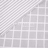 纯棉冬款磨毛灰色格子条纹现代简约百搭四件套床单被罩布料可定做