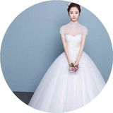 2016新款夏季短袖包肩齐地婚纱礼服韩式新娘结婚蓬蓬裙婚礼立领女