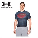 安德玛Under Armour 男子 超人T恤运动短袖背心紧身衣健身跑步服