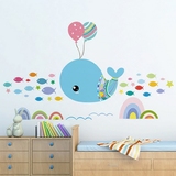 海洋欢乐海豚儿童房卧室床头浴室卫生间瓷砖防水卡通可移除墙贴纸