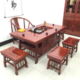 茶桌椅组合小茶艺桌 仿古实木新中式家具功夫茶几花瓶茶台特价