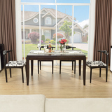 现代简约餐桌椅组合深咖色可伸缩餐台橡木实木腿长方形宜家餐桌