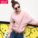 Yi－xn2016春装新款女装小香风短款外套蝙蝠袖薄款夹克衫女棒球服